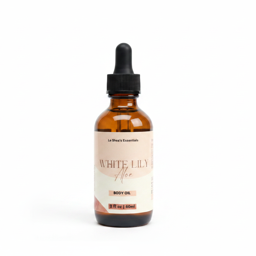 White Lily Aloe Body Oil - White Background